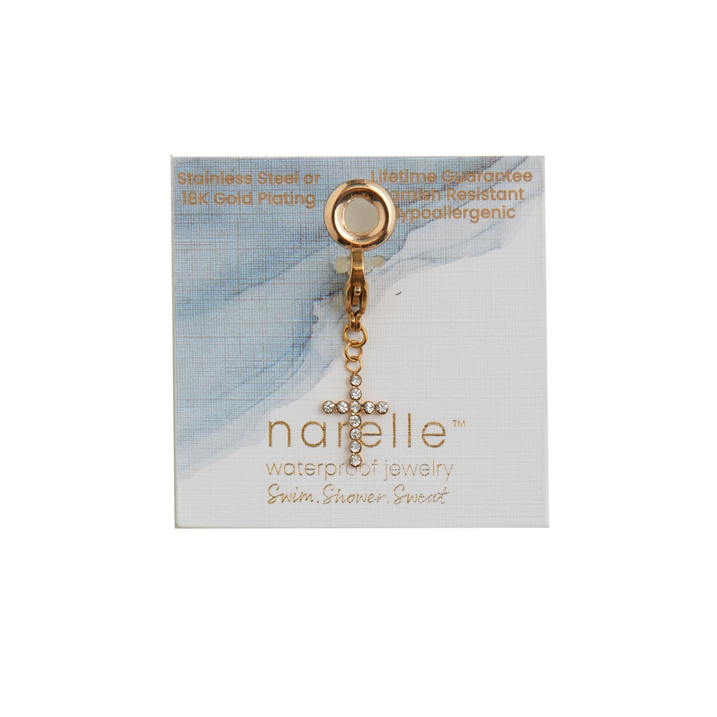Narelle Waterproof Pave Cross Charm