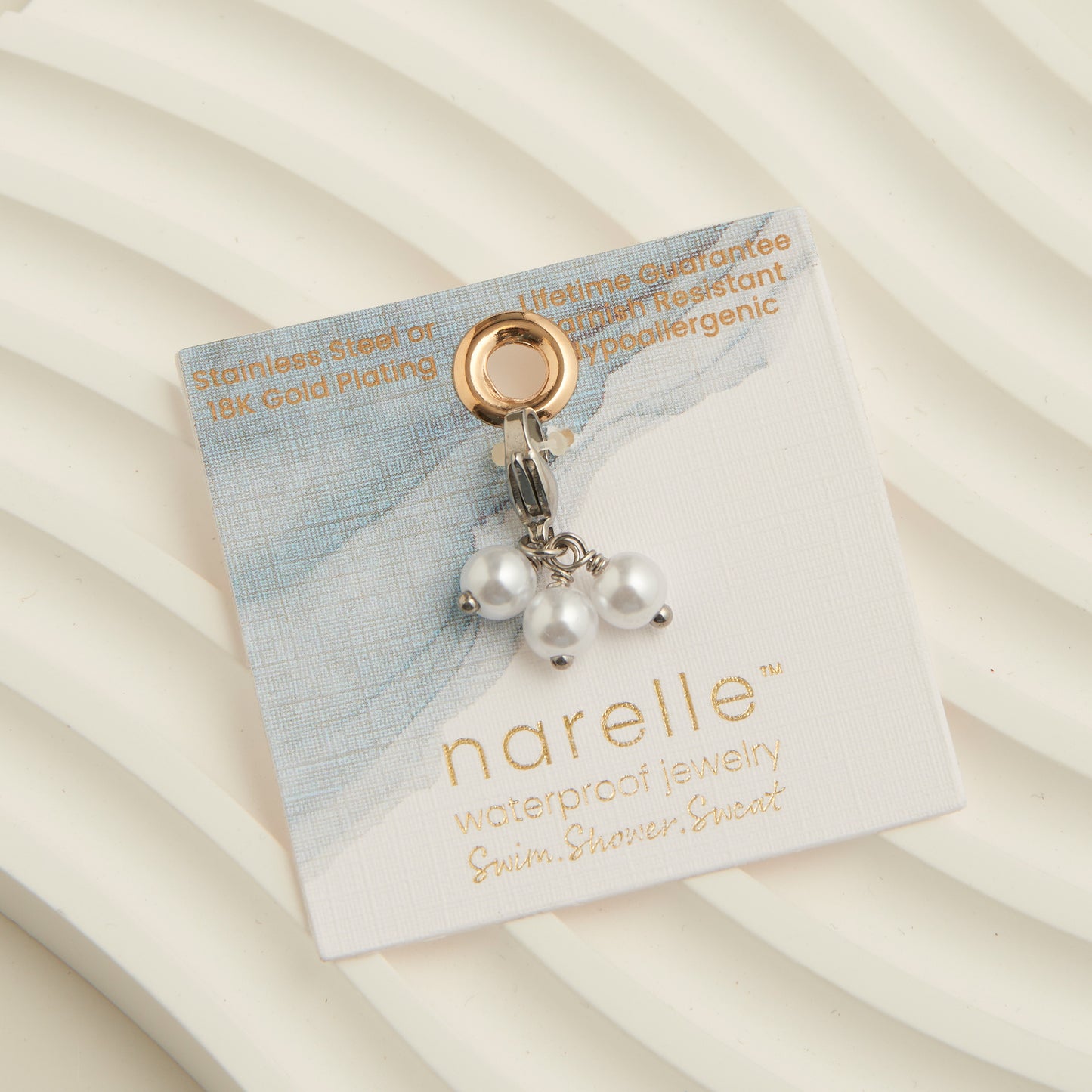 Narelle Waterproof Stainless Steel Cluster Pearl Charm