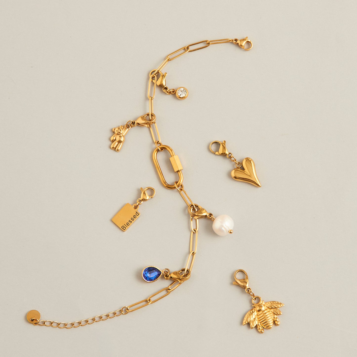 Narelle Waterproof 18K Gold Cubic Zirconia Drop Charm