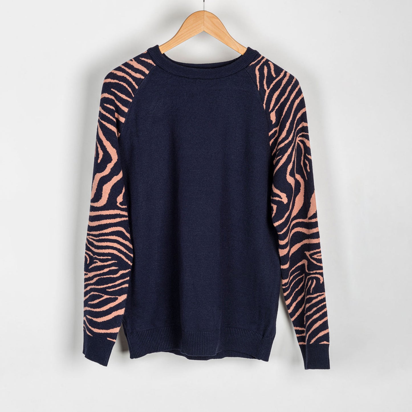 Contrast Animal Print Soft Knit Long Sleeve Sweater