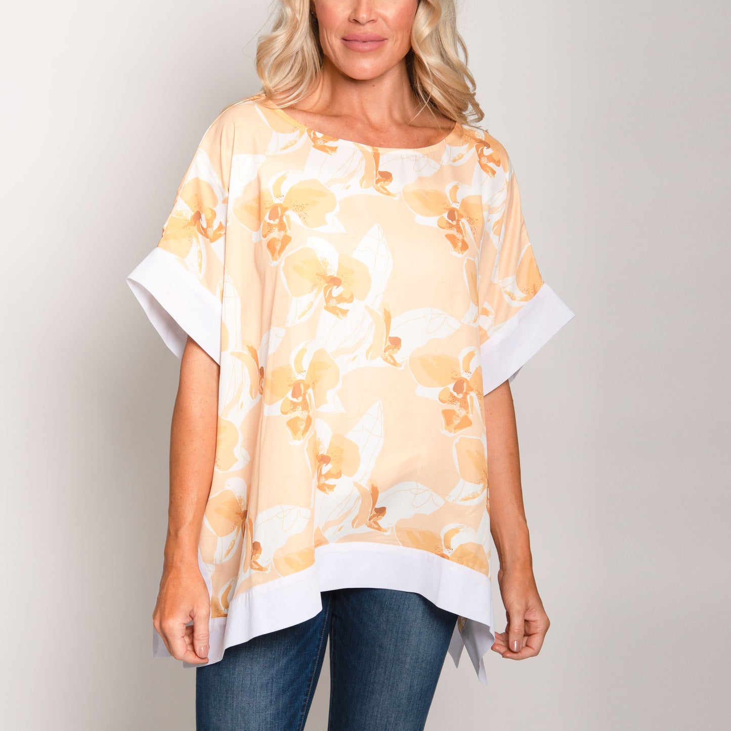 Rae One Size Sheer Short Sleeve Boat Neck Poncho Top