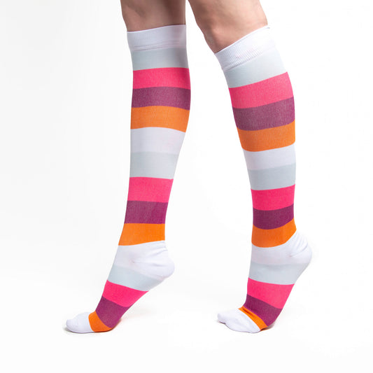 Sunset Stripe Knee High 15-20mmHg Compression Socks
