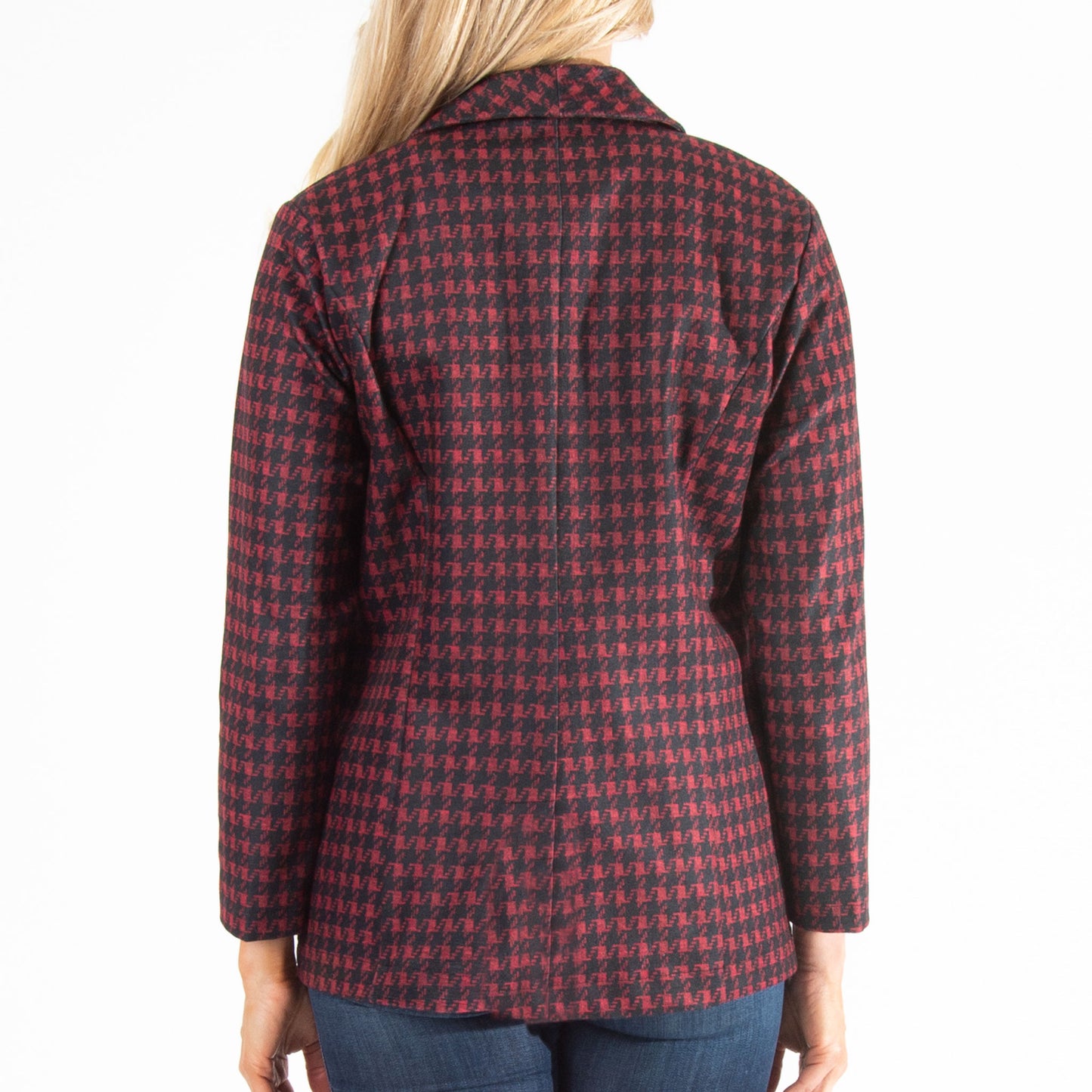 Nadia Long Sleeve Houndstooth Stretch Blazer