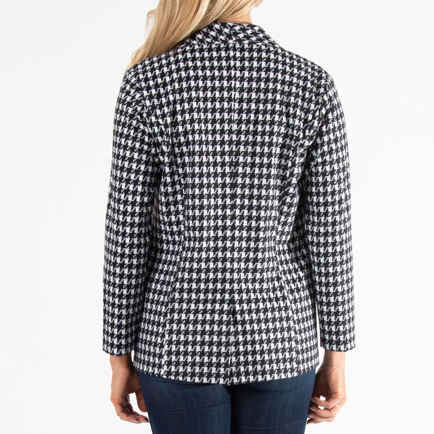 Nadia Long Sleeve Houndstooth Stretch Blazer