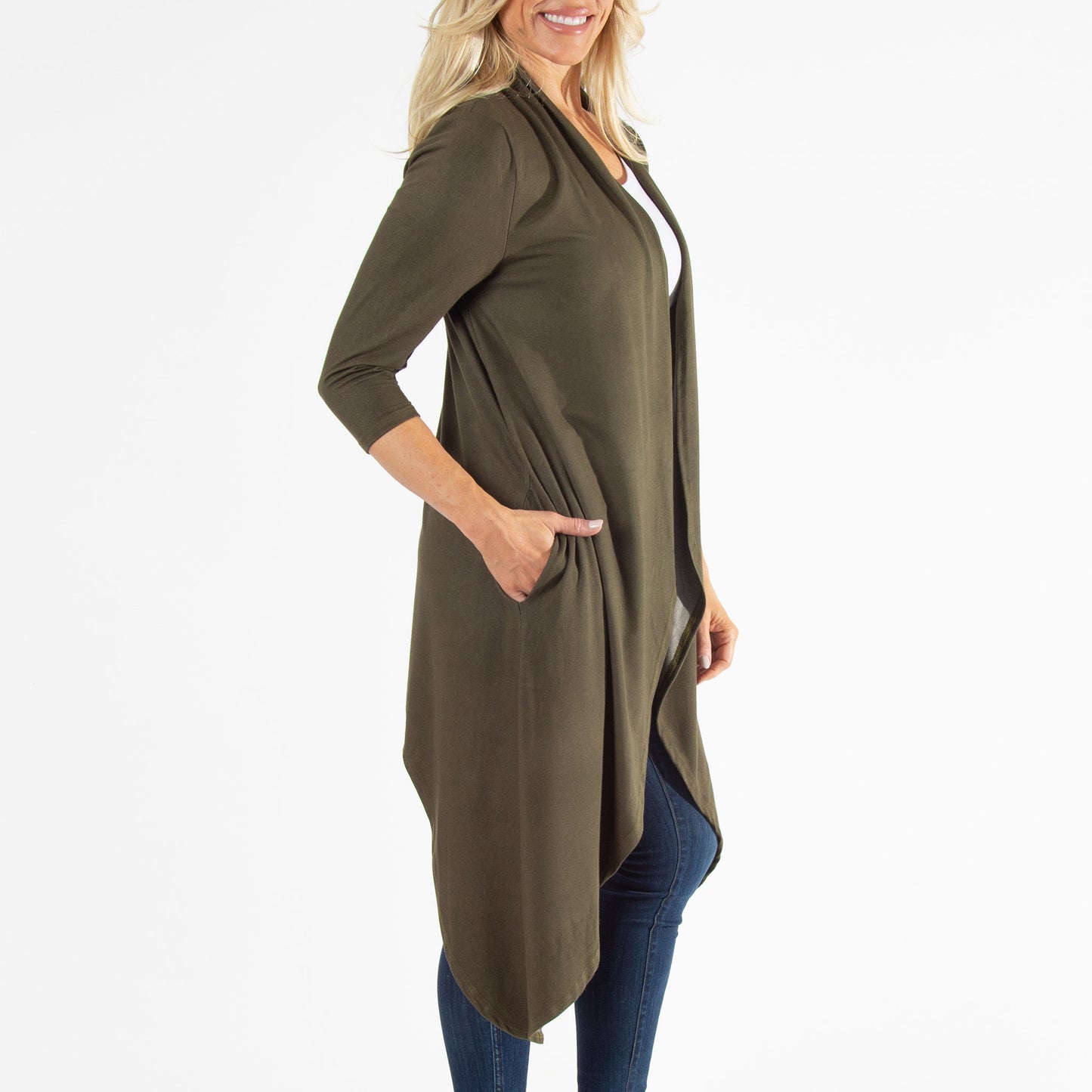 Diana Long Length 3/4 Sleeve Comfort Stretch Cardigan