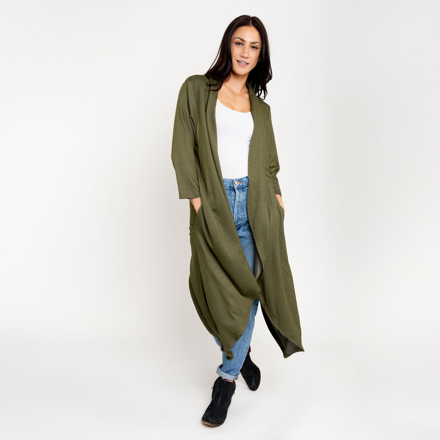 Diana Long Length 3/4 Sleeve Comfort Stretch Cardigan