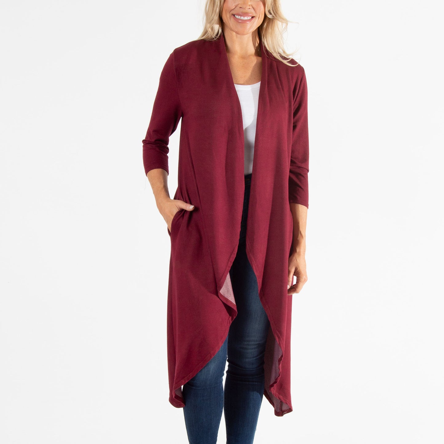 Diana Long Length 3/4 Sleeve Comfort Stretch Cardigan