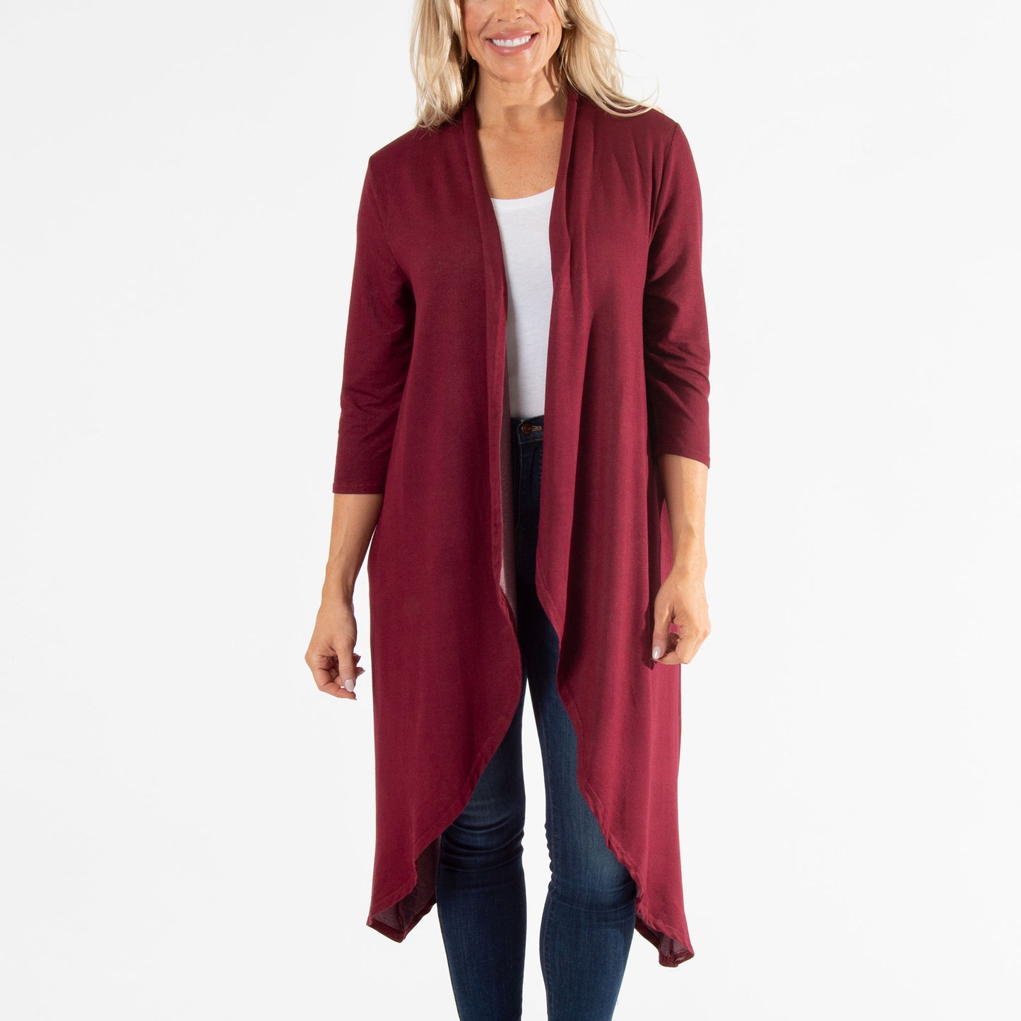 Diana Long Length 3/4 Sleeve Comfort Stretch Cardigan