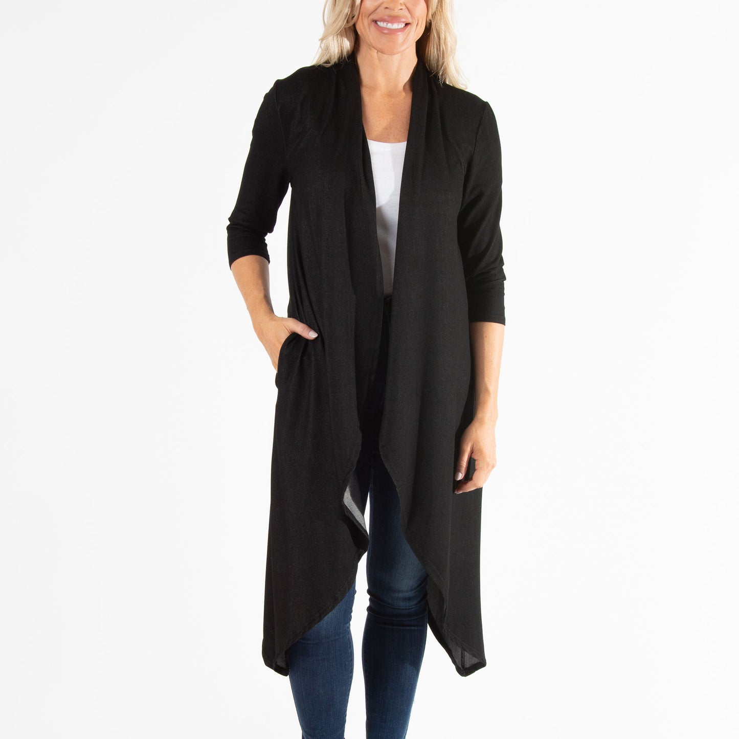 Diana Long Length 3/4 Sleeve Comfort Stretch Cardigan