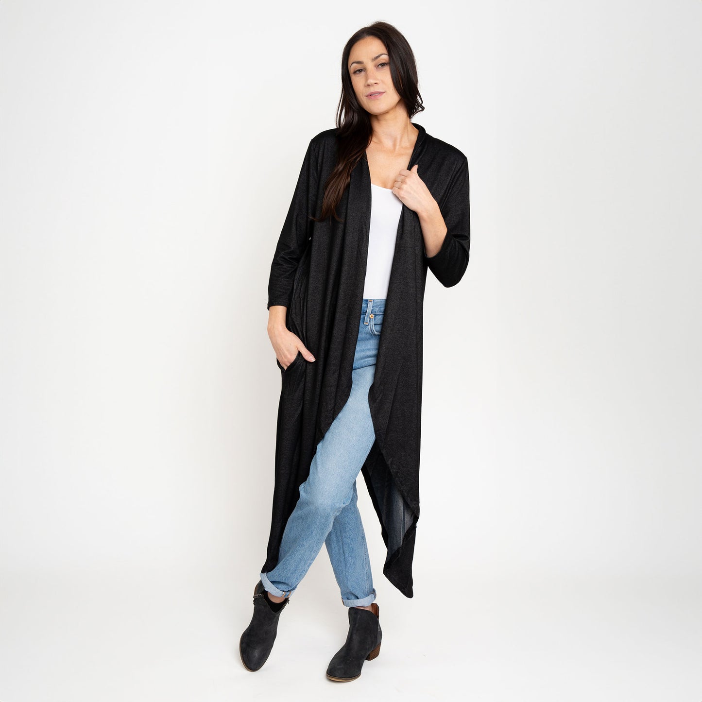 Diana Long Length 3/4 Sleeve Comfort Stretch Cardigan