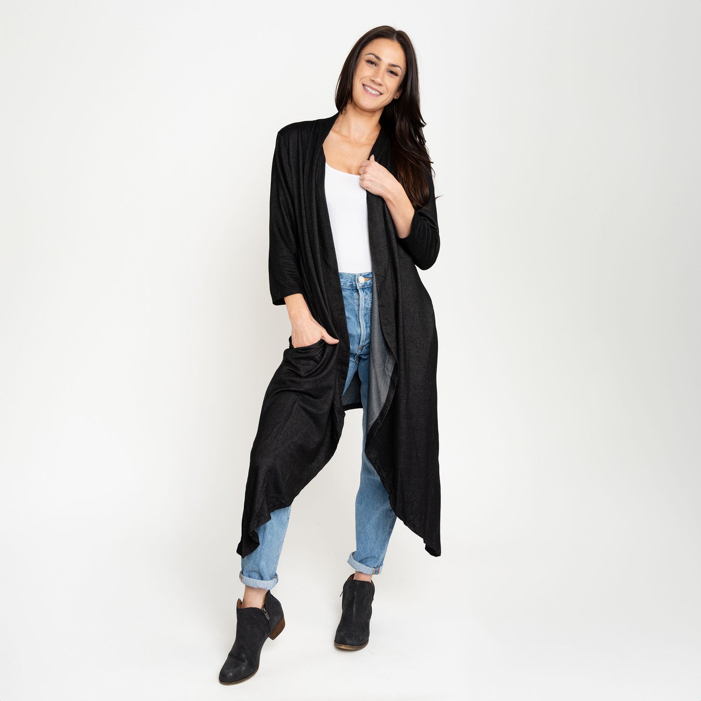 Diana Long Length 3/4 Sleeve Comfort Stretch Cardigan