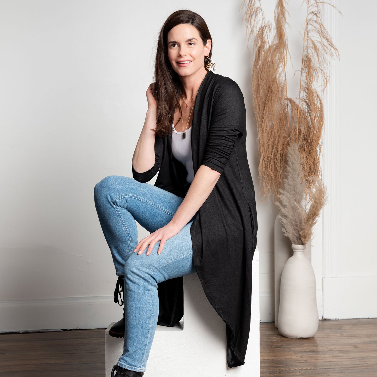 Diana Long Length 3/4 Sleeve Comfort Stretch Cardigan