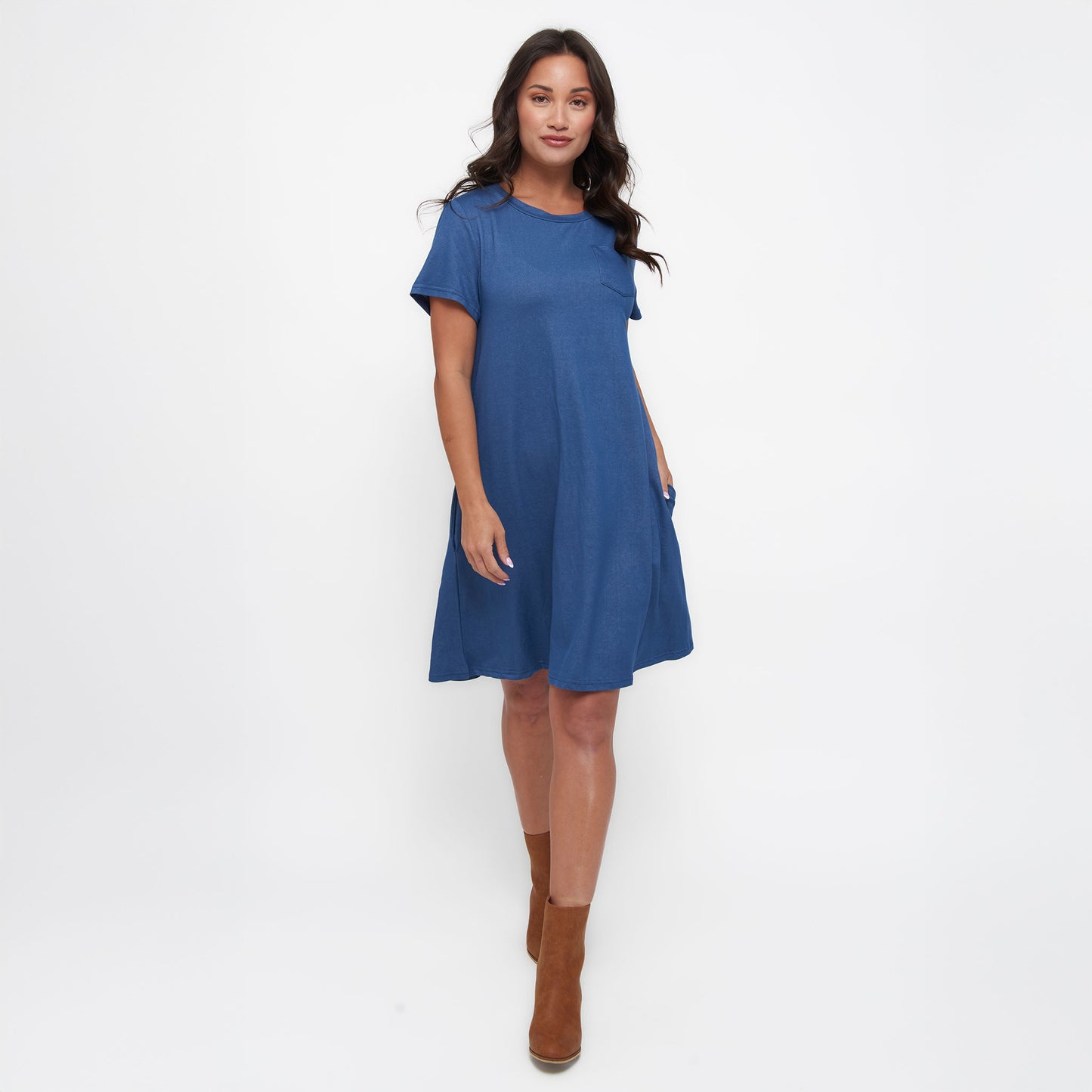 Linzey Stretch Denim Knee Length Tunic Dress