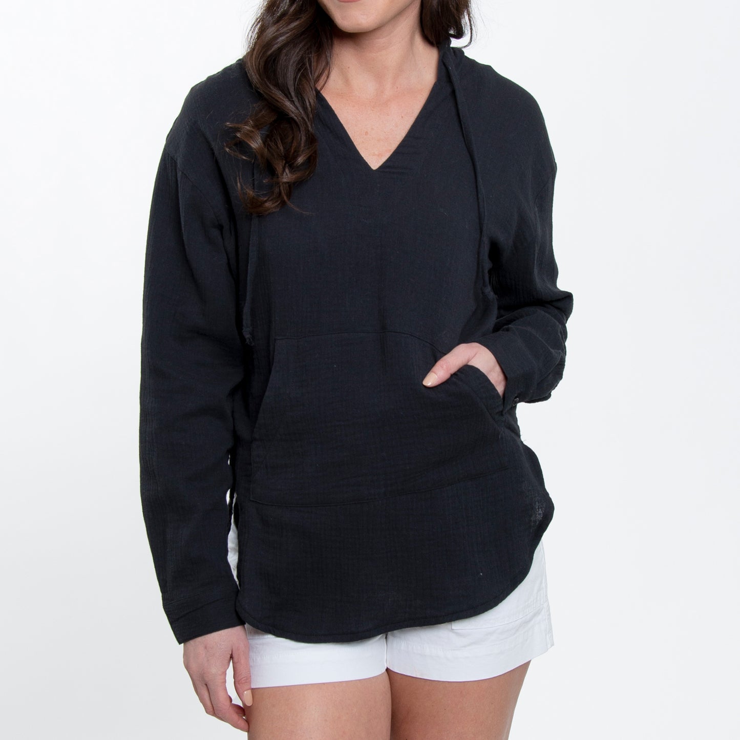 Resortwear Monroe Cotton Gauze Long Sleeve Hooded Pullover