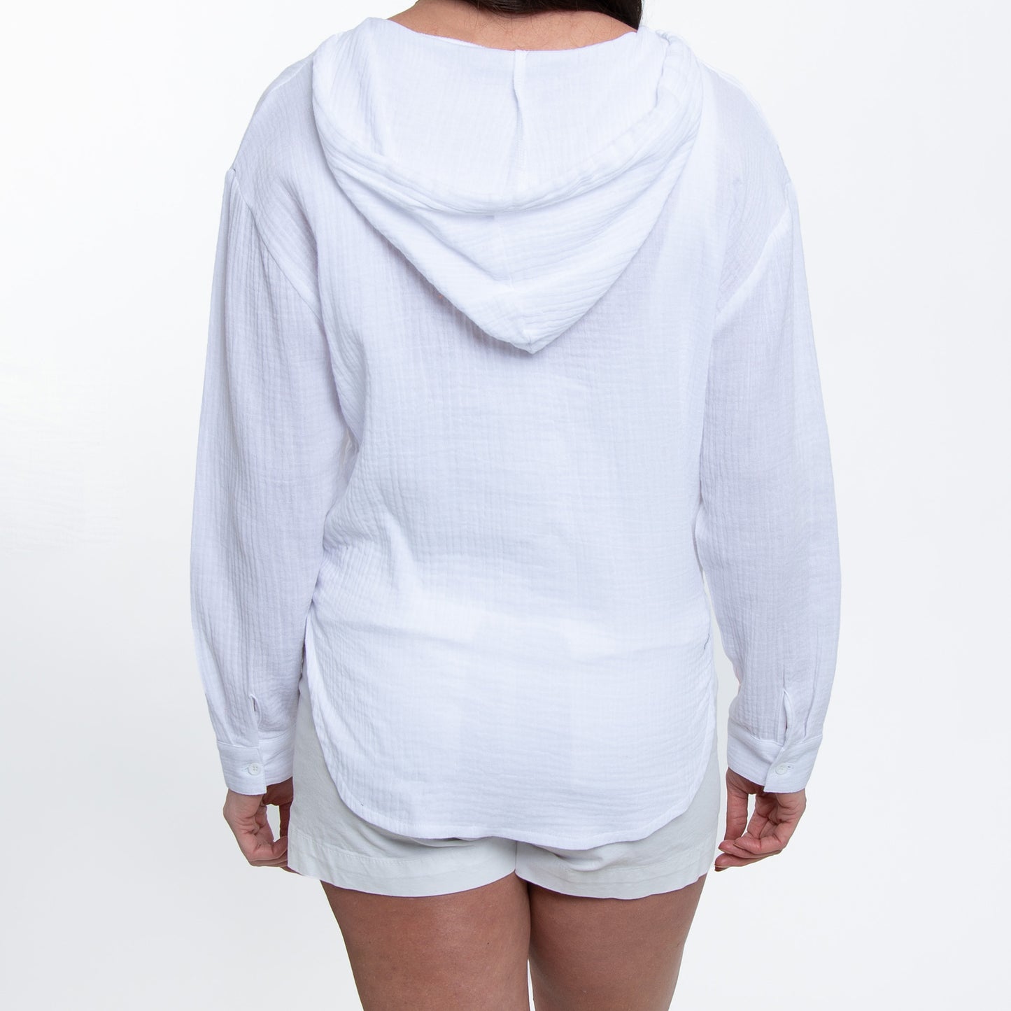 Resortwear Monroe Cotton Gauze Long Sleeve Hooded Pullover