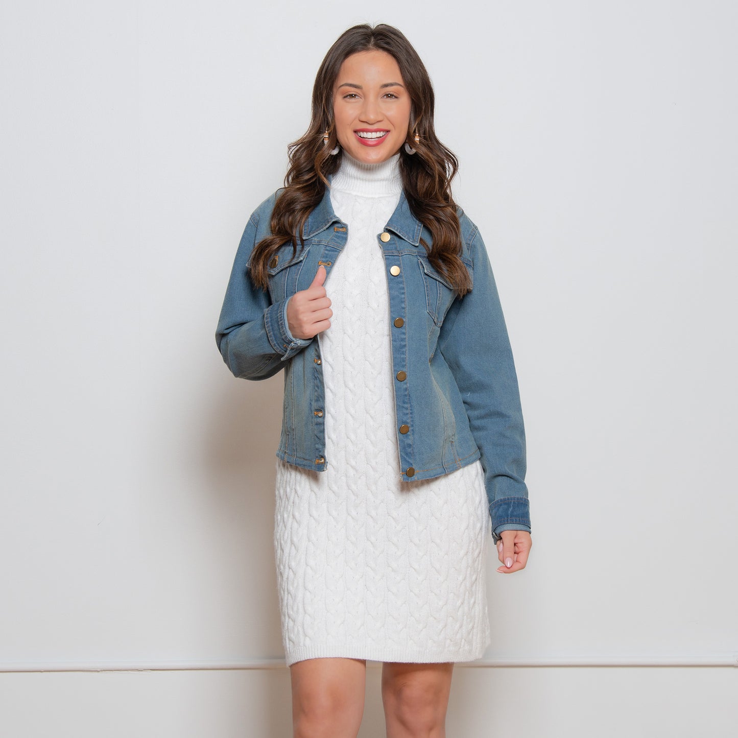Bowie Light Wash Cropped Stretch Denim Jacket