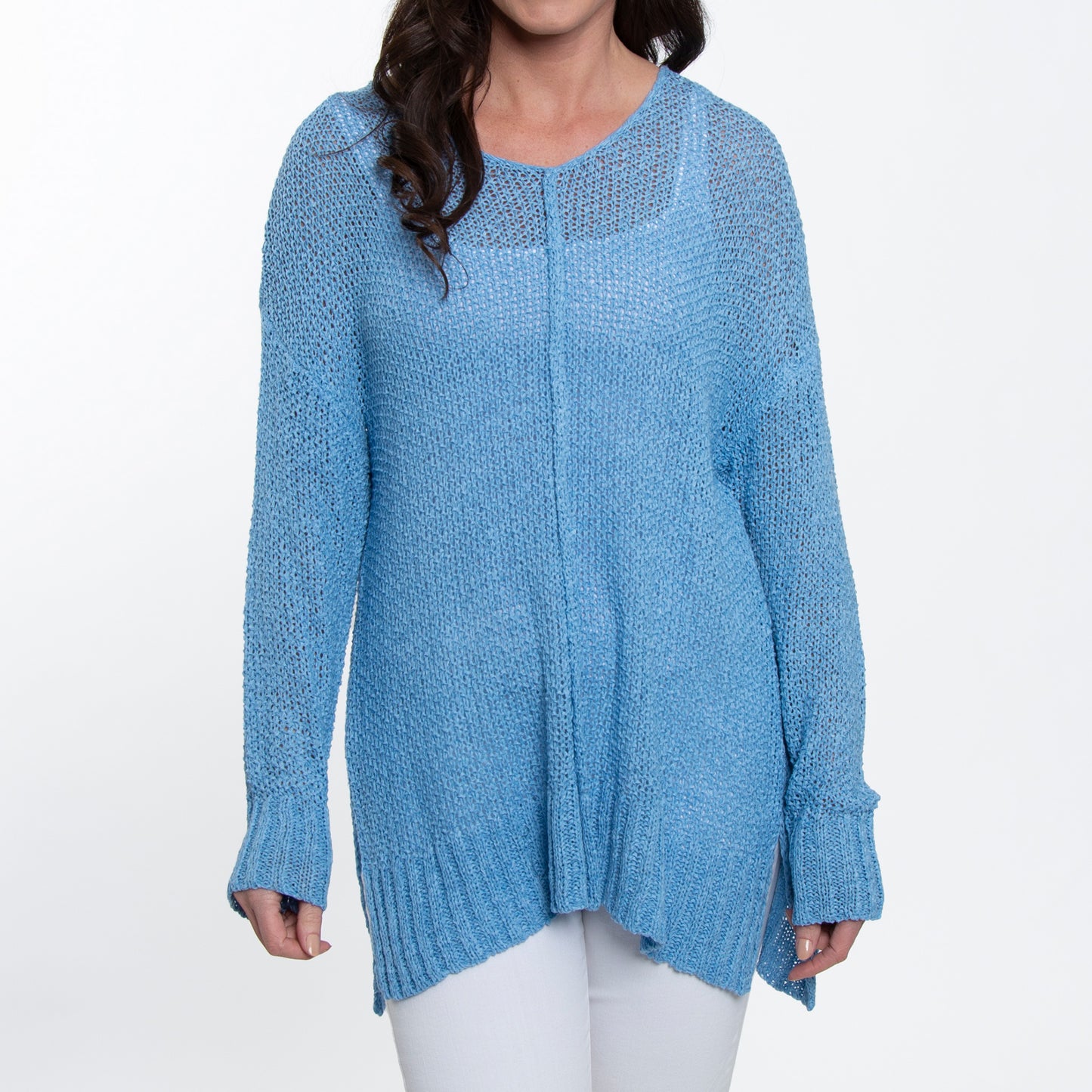 Ellery One Size Crochet Long Dolman Sleeve Sweater