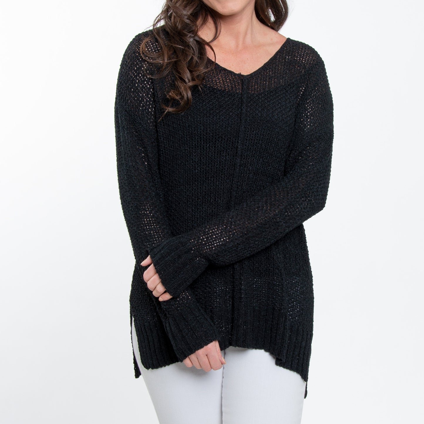 Ellery One Size Crochet Long Dolman Sleeve Sweater