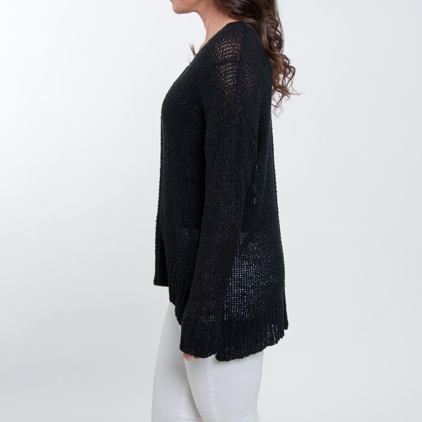 Ellery One Size Crochet Long Dolman Sleeve Sweater