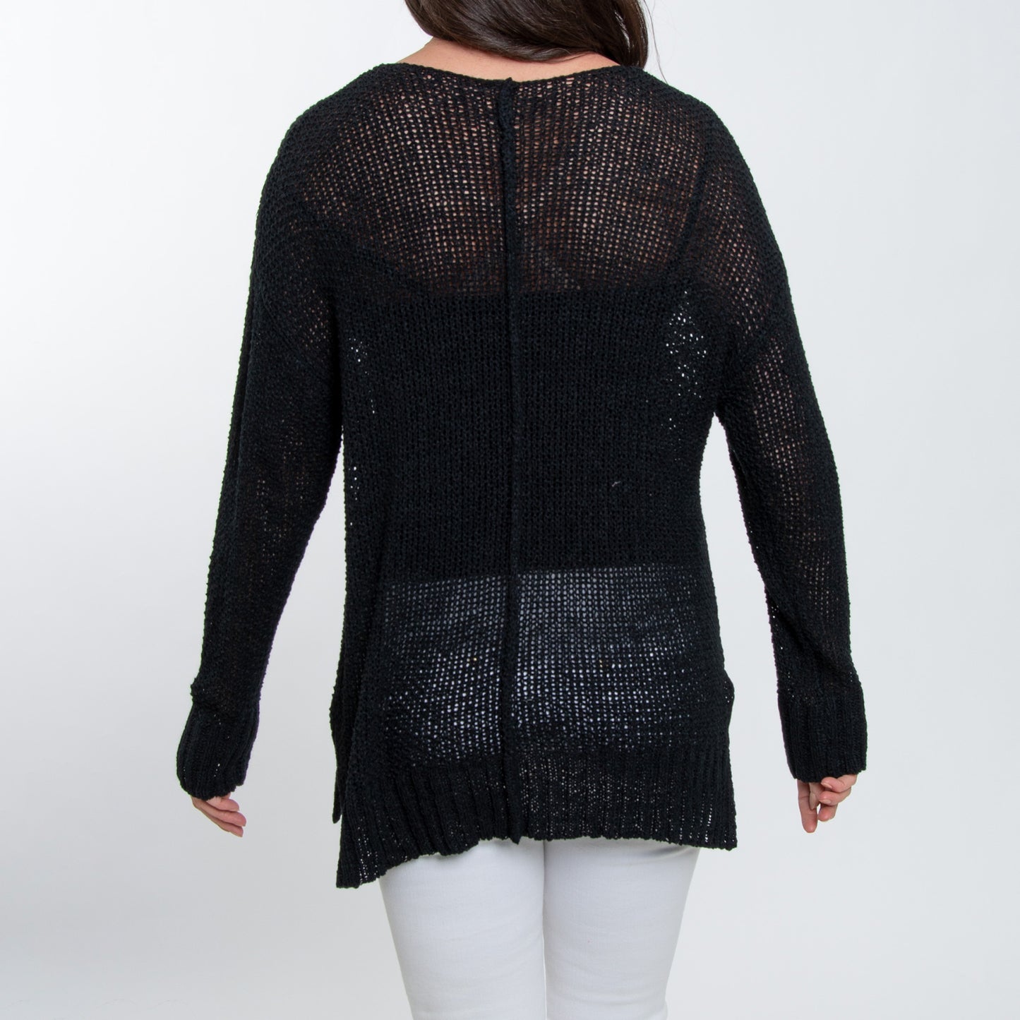 Ellery One Size Crochet Long Dolman Sleeve Sweater