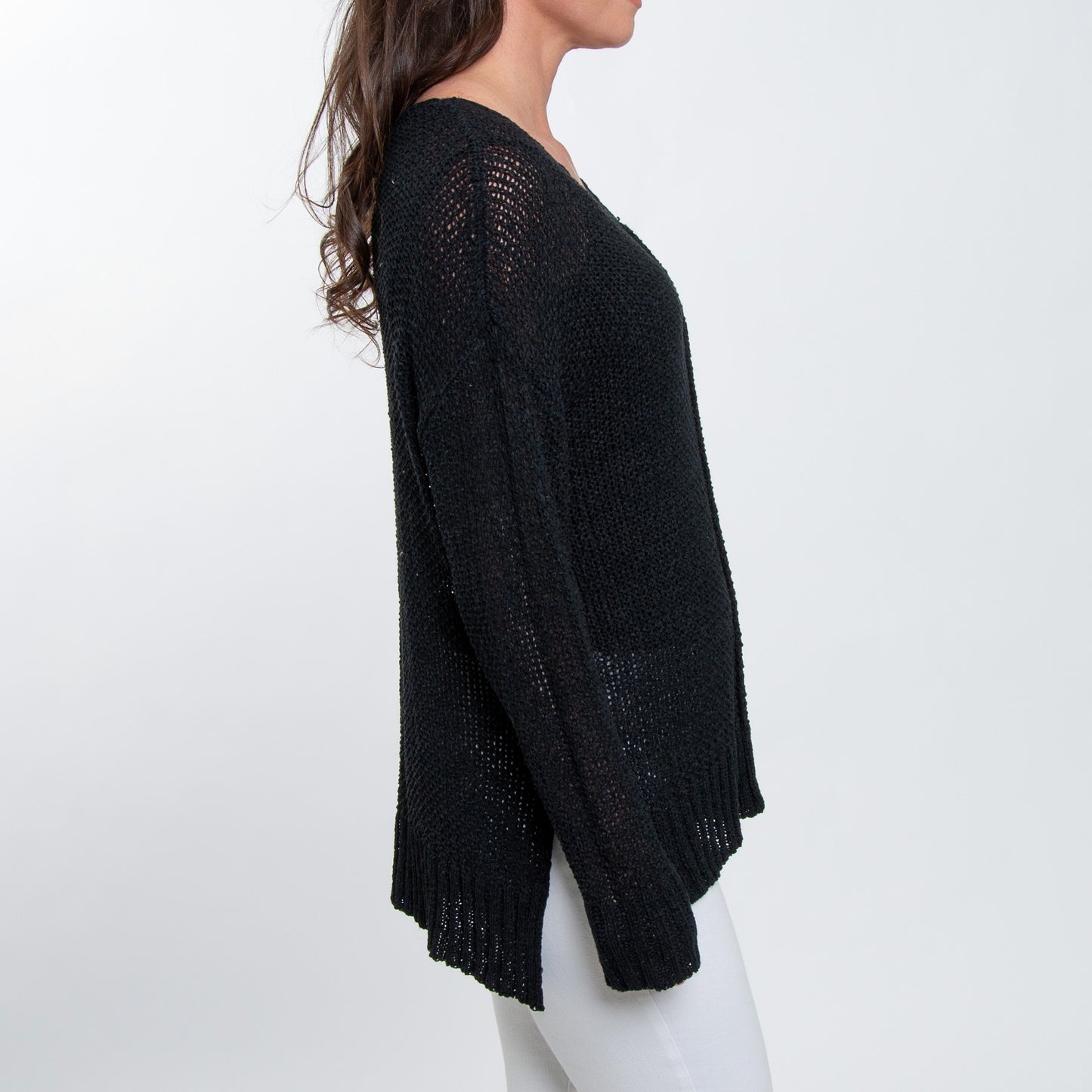 Ellery One Size Crochet Long Dolman Sleeve Sweater