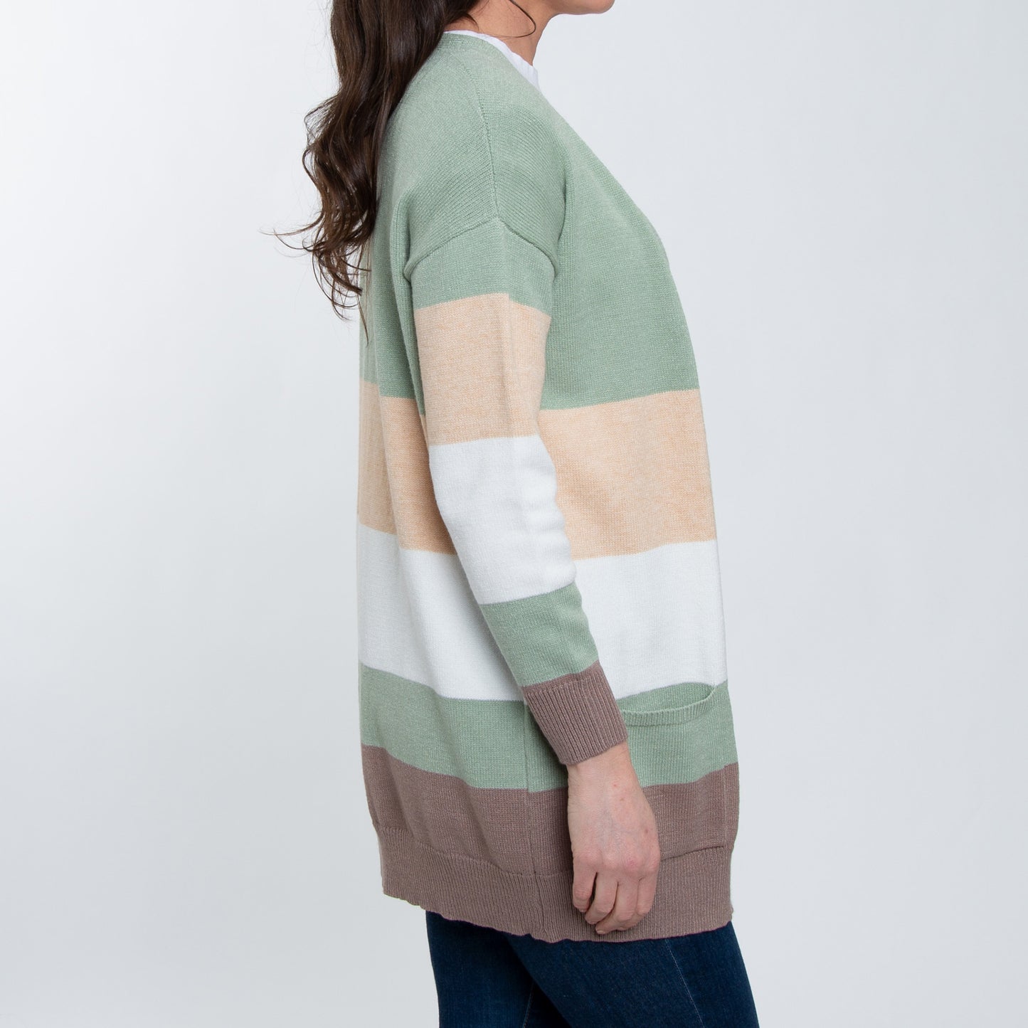 Jett Color Block Long Sleeve Patch Pocket Cardigan