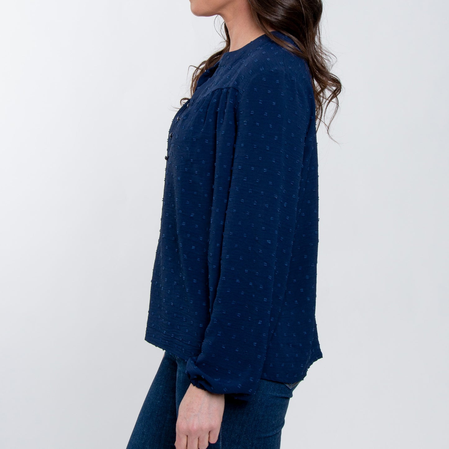 Perrie Swiss Dot Long Sleeve Peasant Blouse