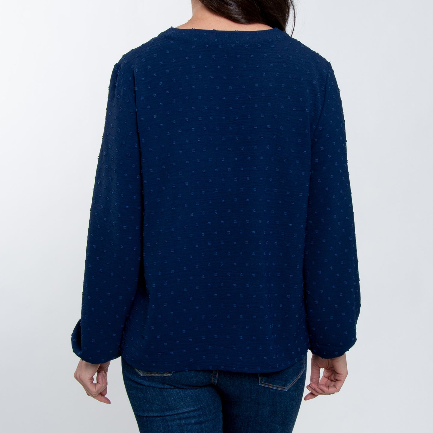 Perrie Swiss Dot Long Sleeve Peasant Blouse