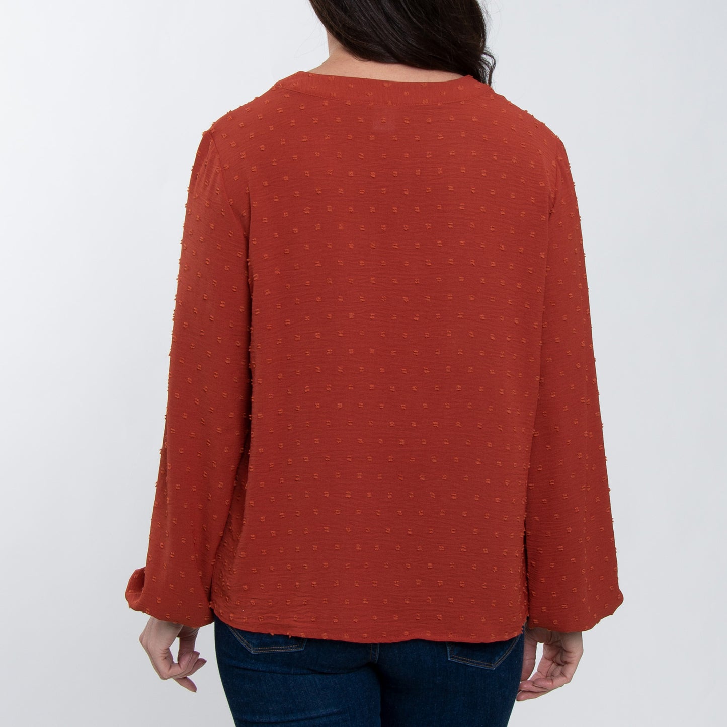Perrie Swiss Dot Long Sleeve Peasant Blouse
