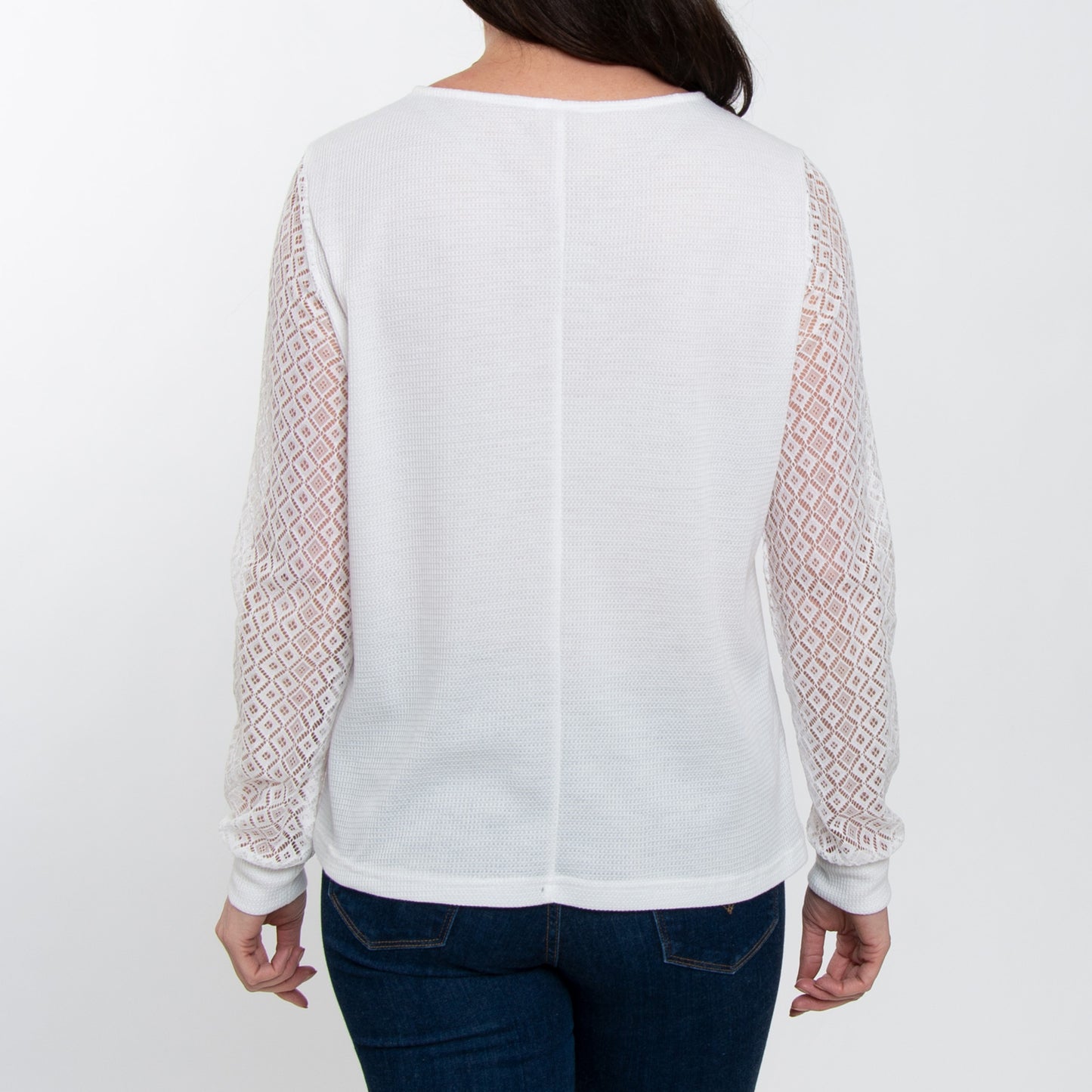 Dru Lace Long Sleeve Thermal V-Neck Sweater