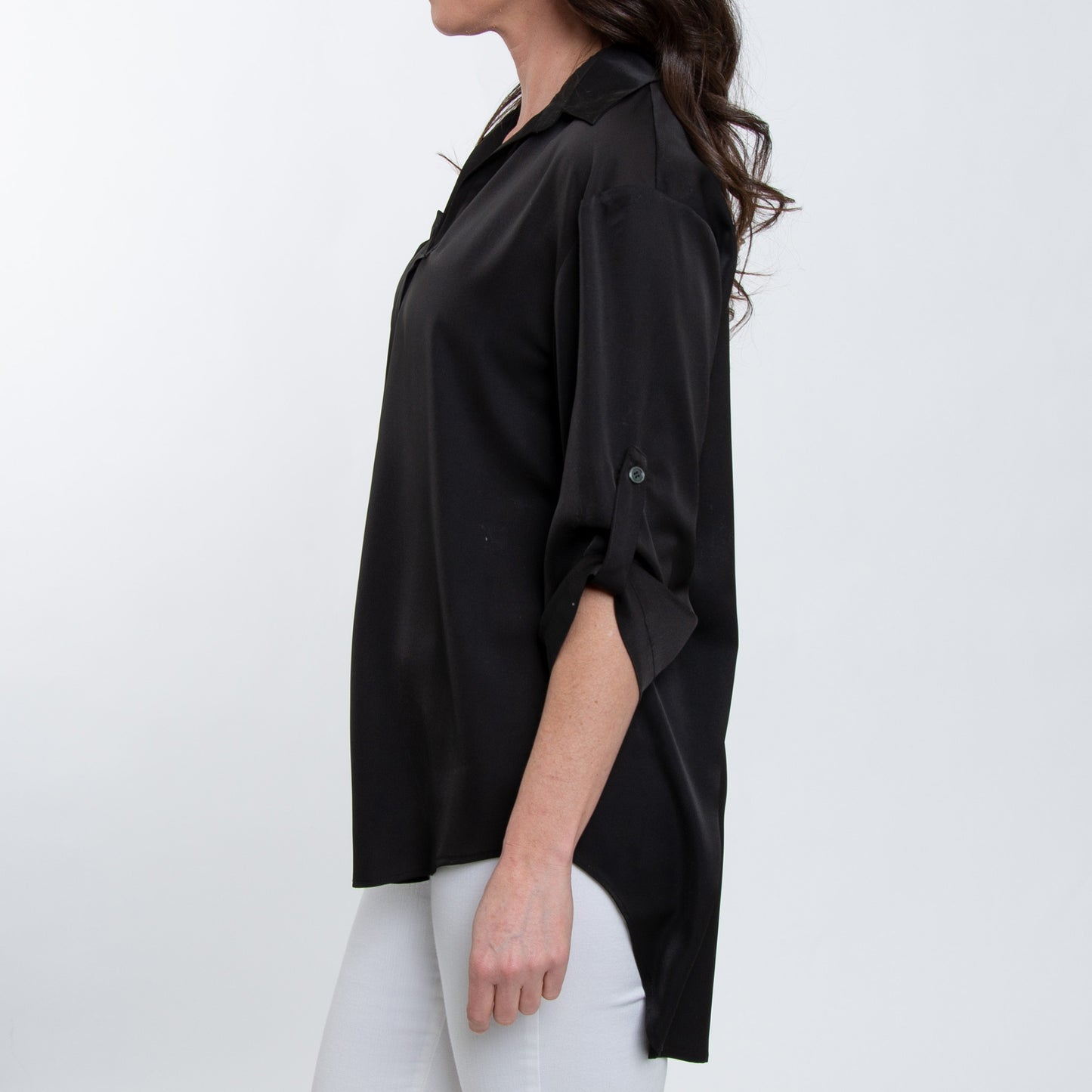 Amaris Collared Relaxed Fit Half Sleeve V-Neck Blouse