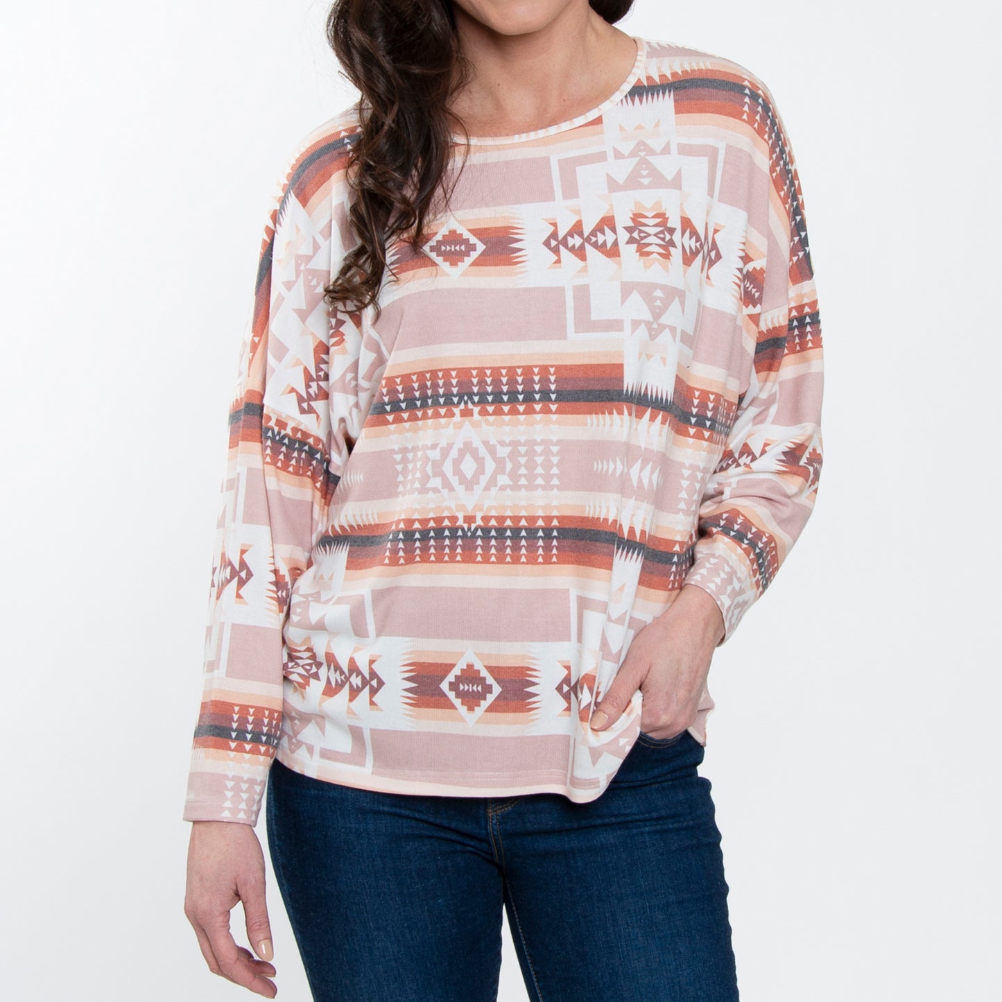 Cohen Long Sleeve Scoop Neck Drop Shoulder Top
