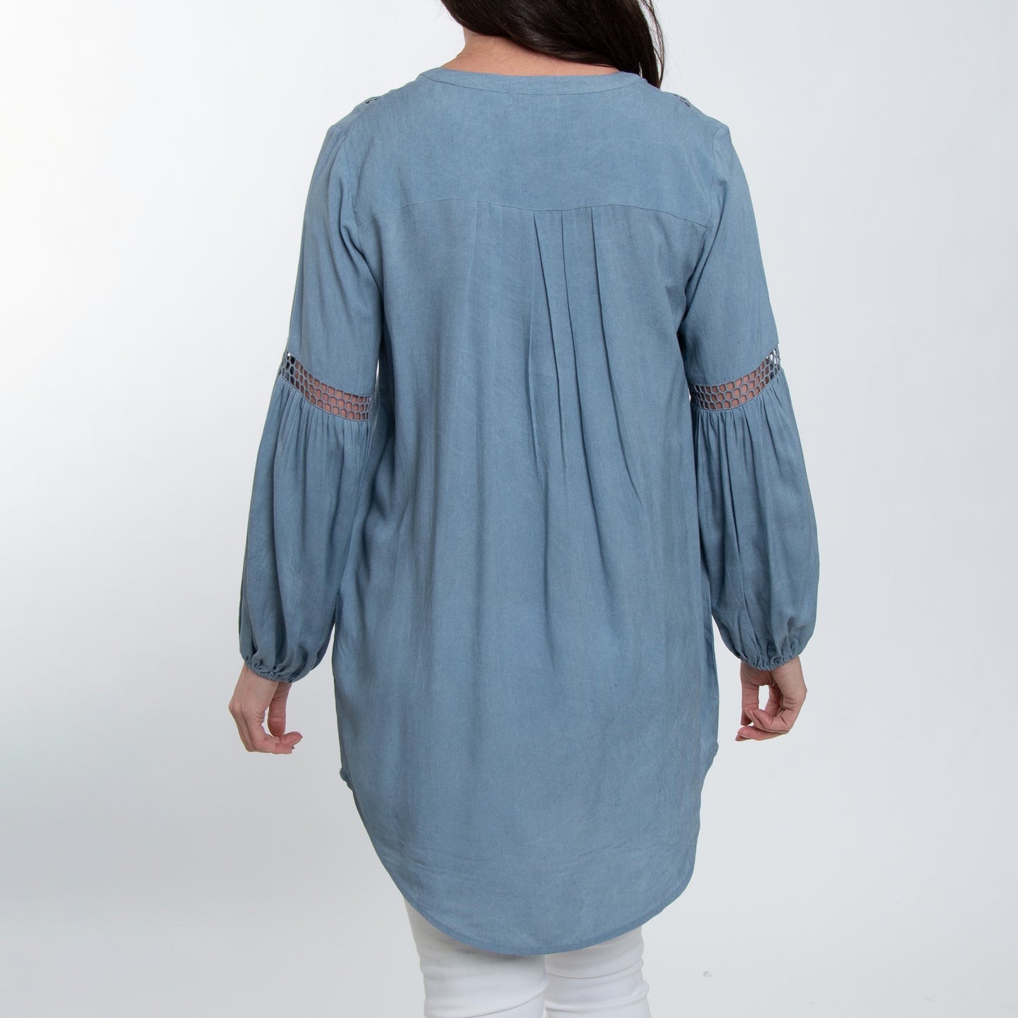 Oakley V-Neck Long Sleeve Lace Trim Tunic Shirt