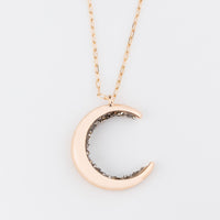Halloween Samara Black Crystal Moon Pendant Necklace
