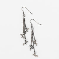 Halloween Hematite Bat Charm Chandelier Earrings