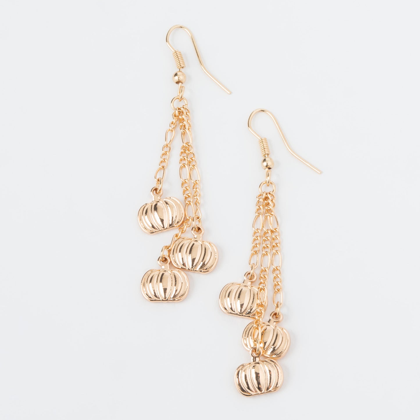 Halloween Gold Pumpkin Charm Chandelier Earrings