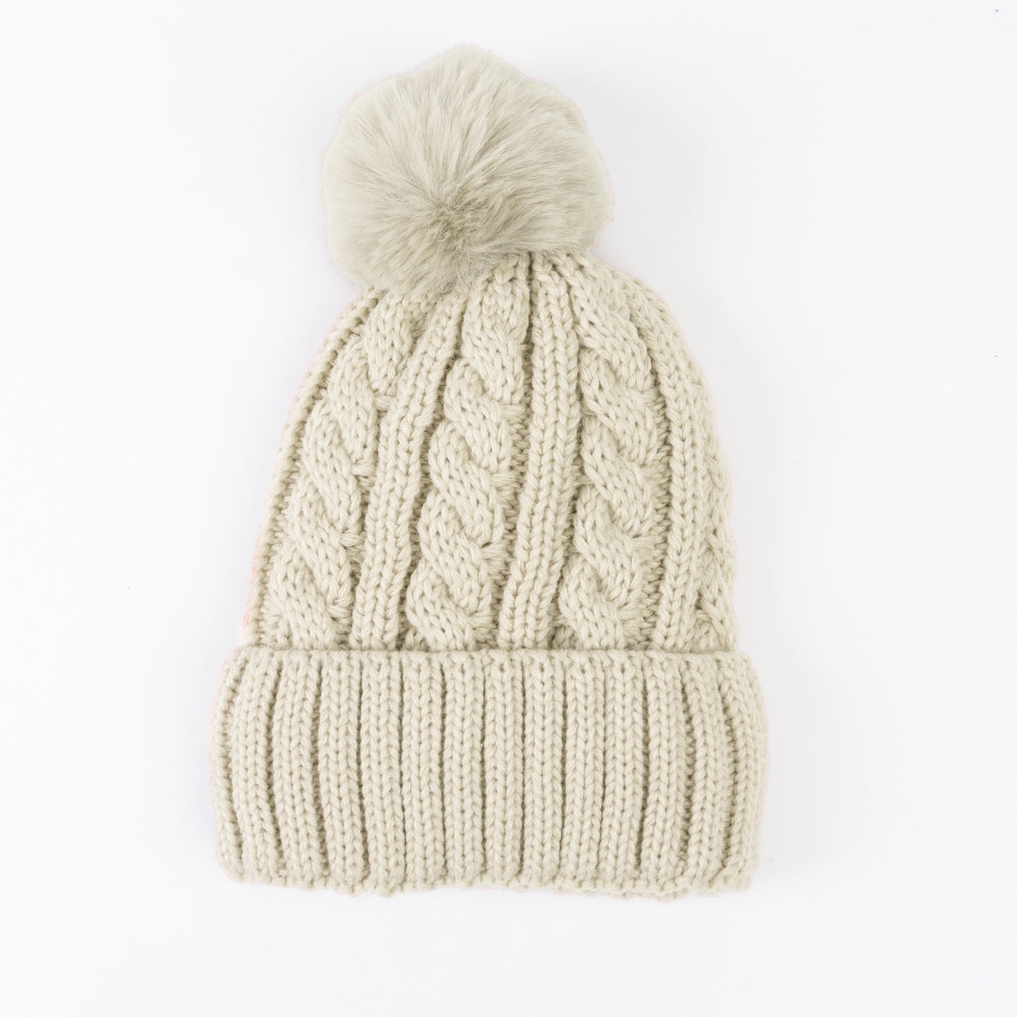 Sierra Cable Knit Pom Lined Beanie Hat