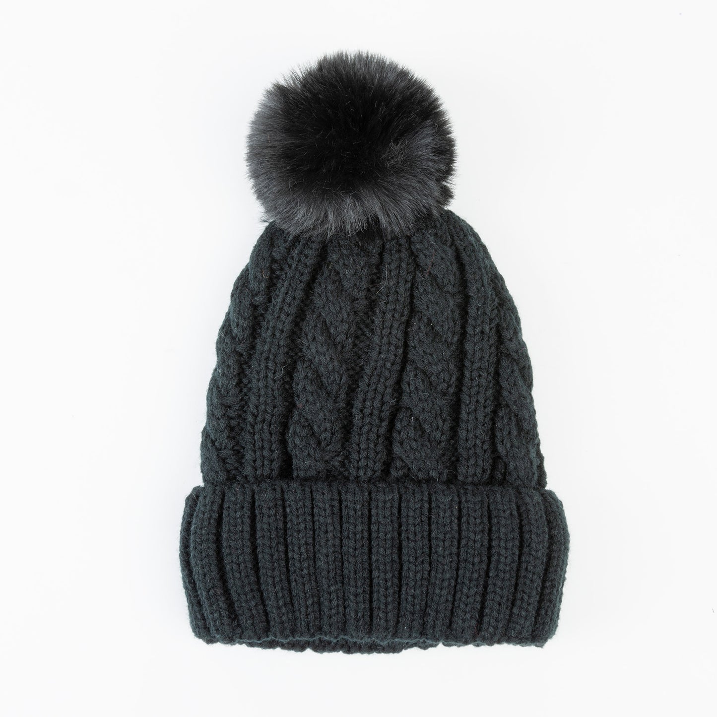 Sierra Cable Knit Pom Lined Beanie Hat