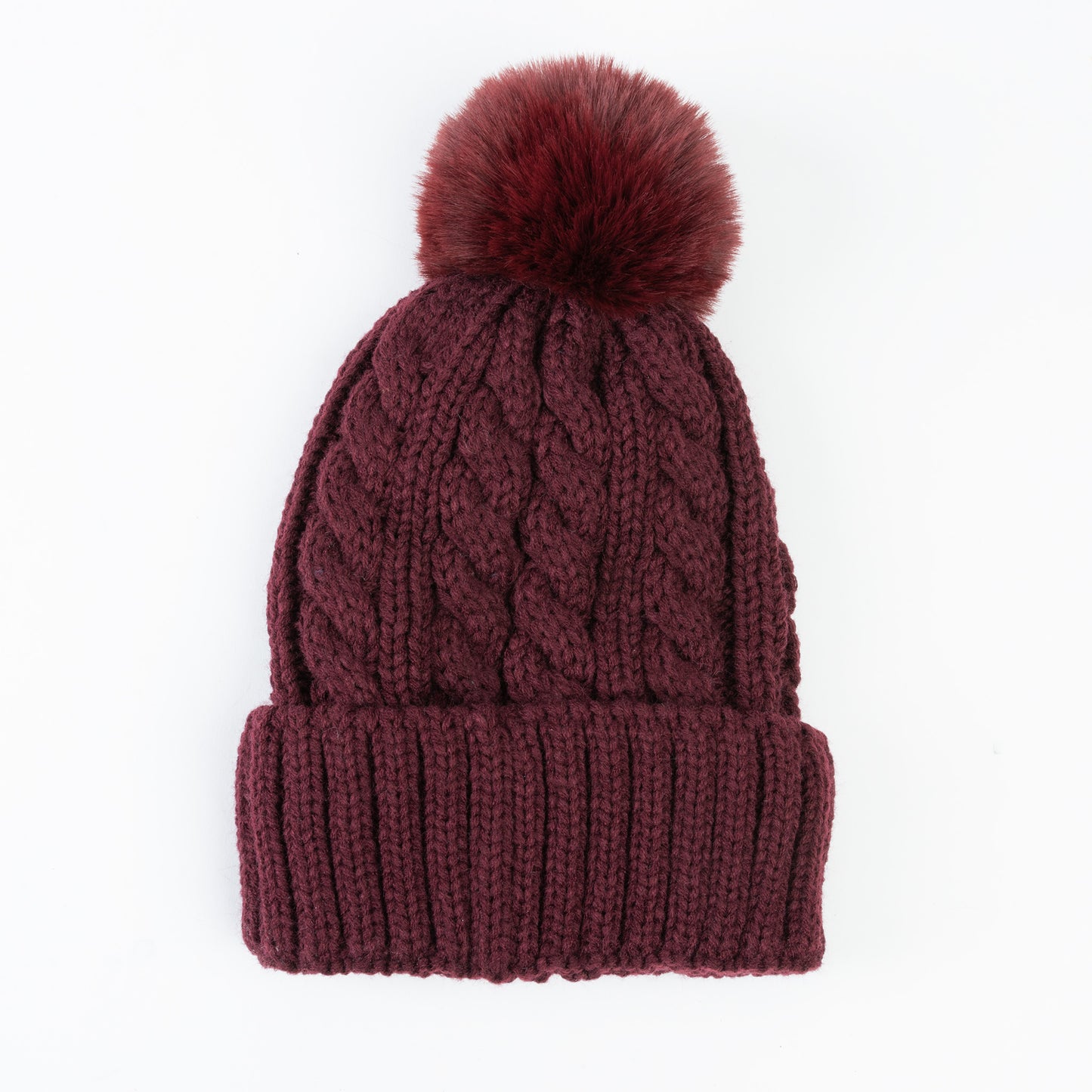Sierra Cable Knit Pom Lined Beanie Hat