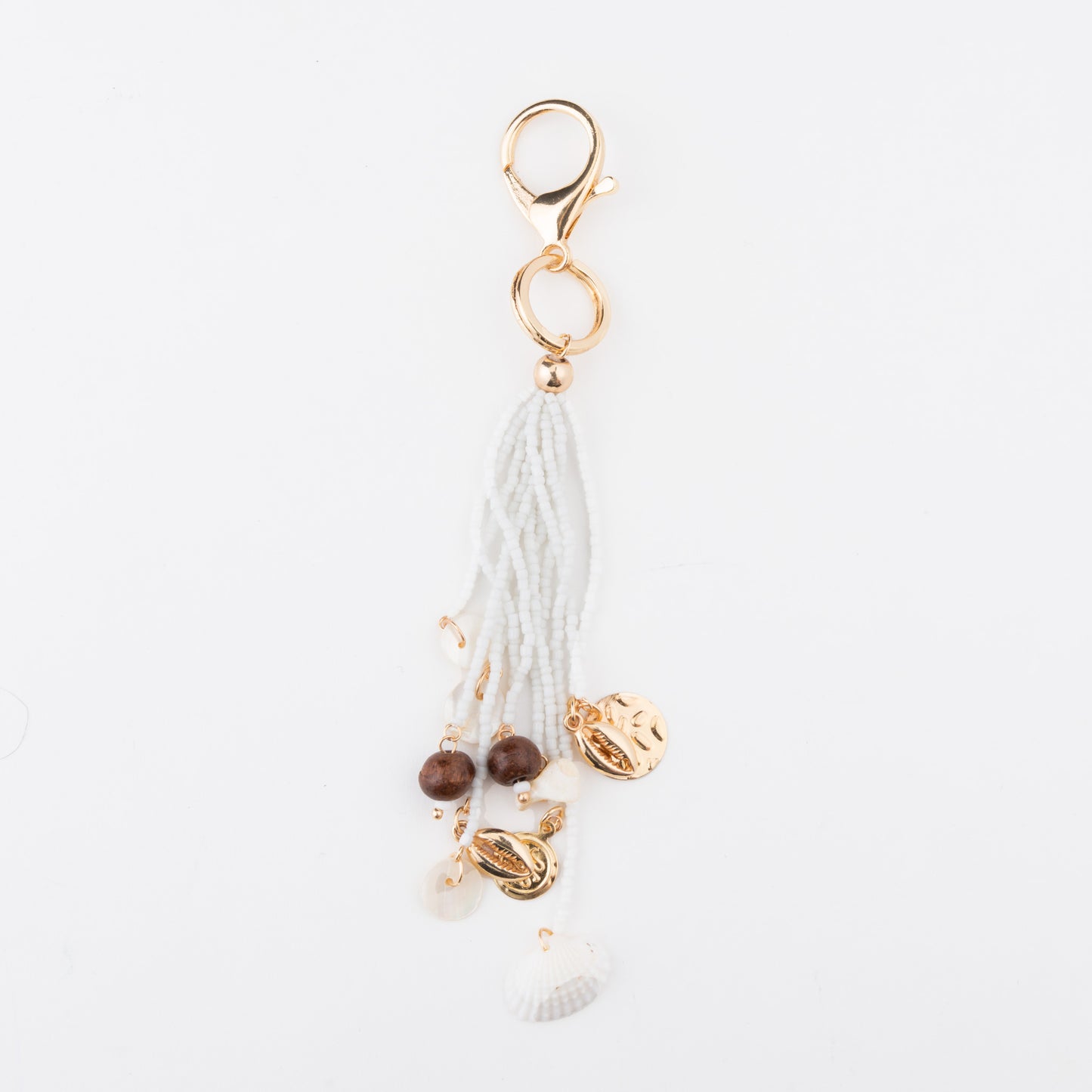 Belen Seed Bead Shell Gold Key Chain Purse Accessory