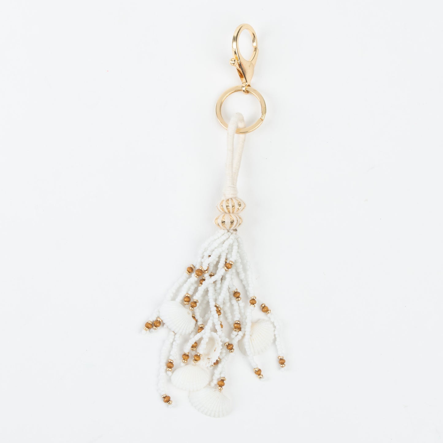 Belen Beaded Shell Gold Key Chain Purse Accessory