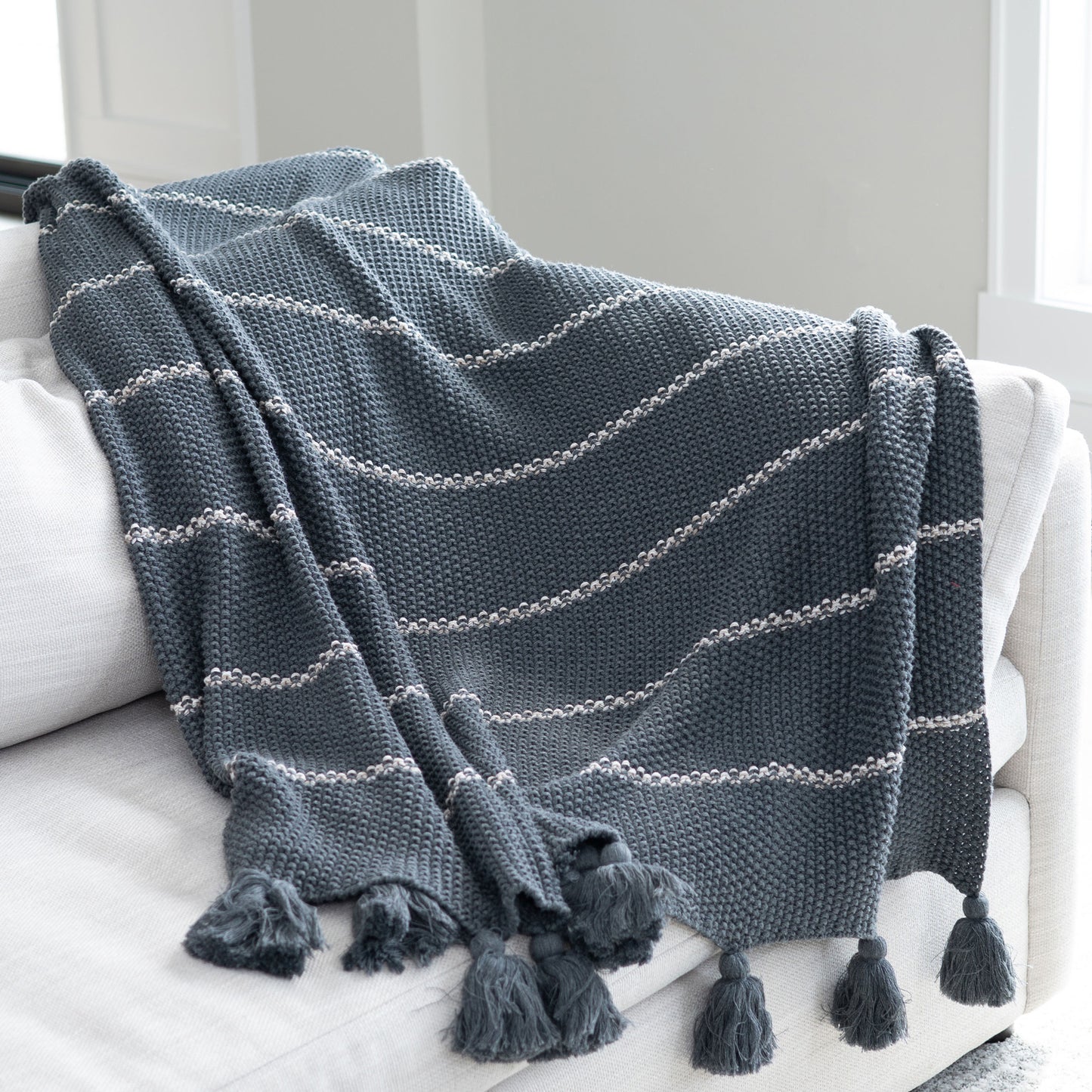 Elin 50x60" Recycled Cotton Sweater Knit Decorative Throw Blanket