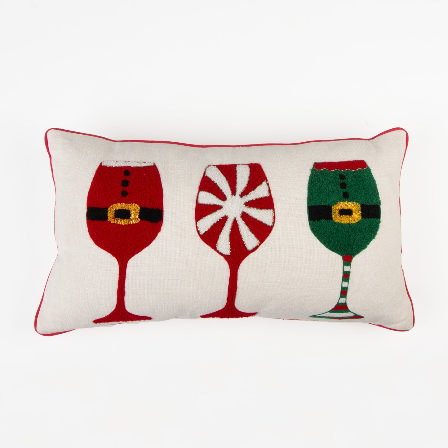 Christmas 12"x22" Christmas Drinks Embroidered Holiday Lumbar Pillow
