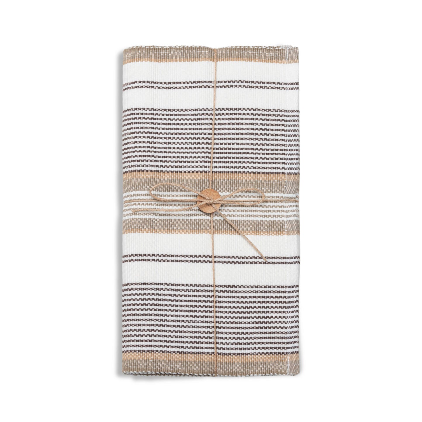 Tan Stripe Woven Kitchen Table Runner