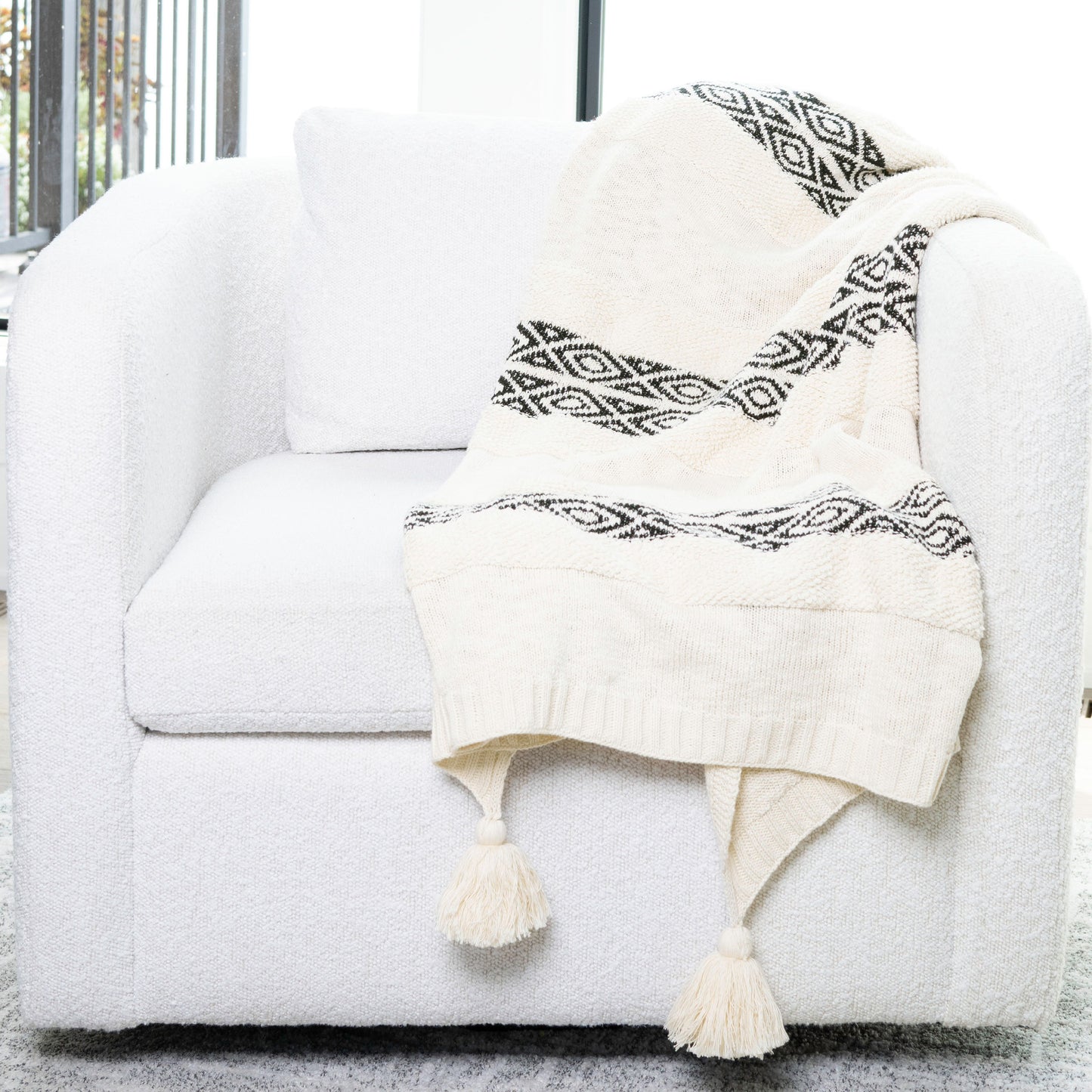 Necalli 50x60" Striped Cotton Decorative Knit Throw Blanket