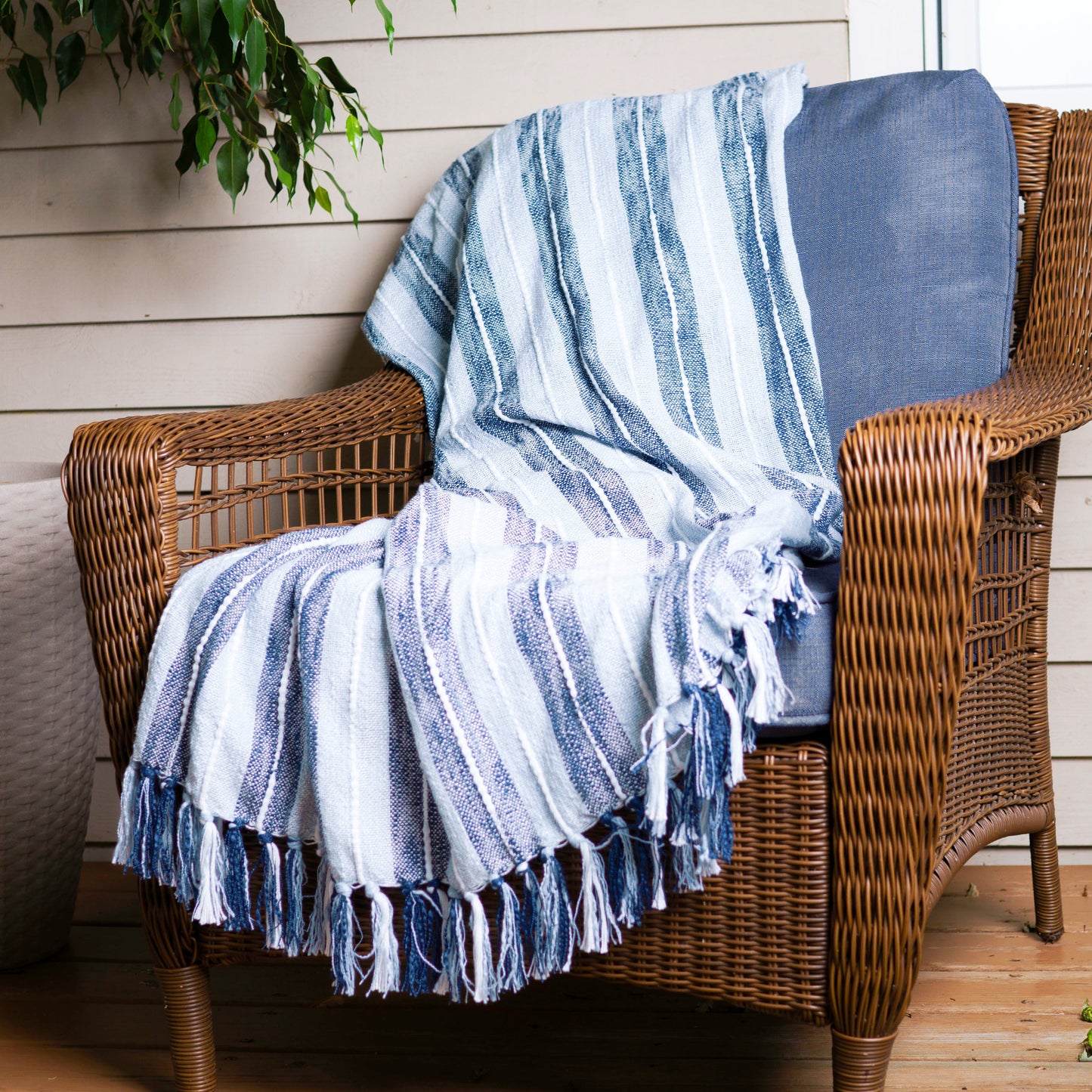 Romy 50x70" Indoor/Outdoor Recycled Woven Throw Blanket