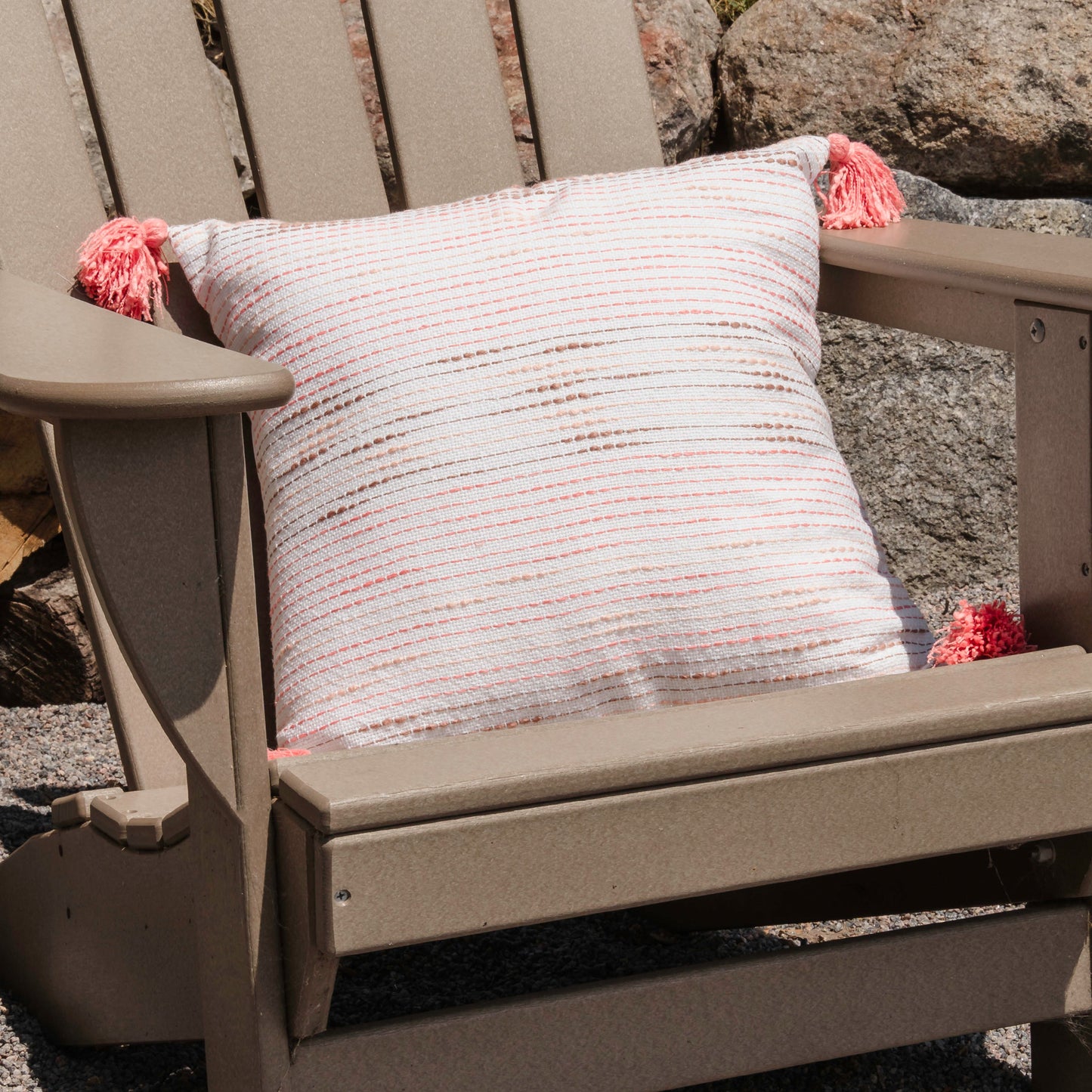 Zahara 18X18" Handwoven Striped Indoor/Outdoor Throw Pillow