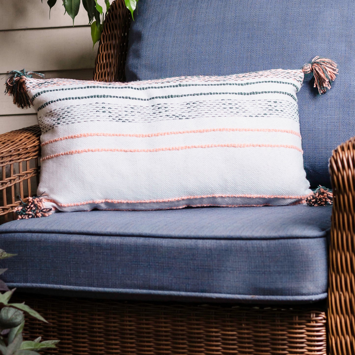 Tylanne 12X22" Handwoven Striped Indoor/Outdoor Throw Pillow