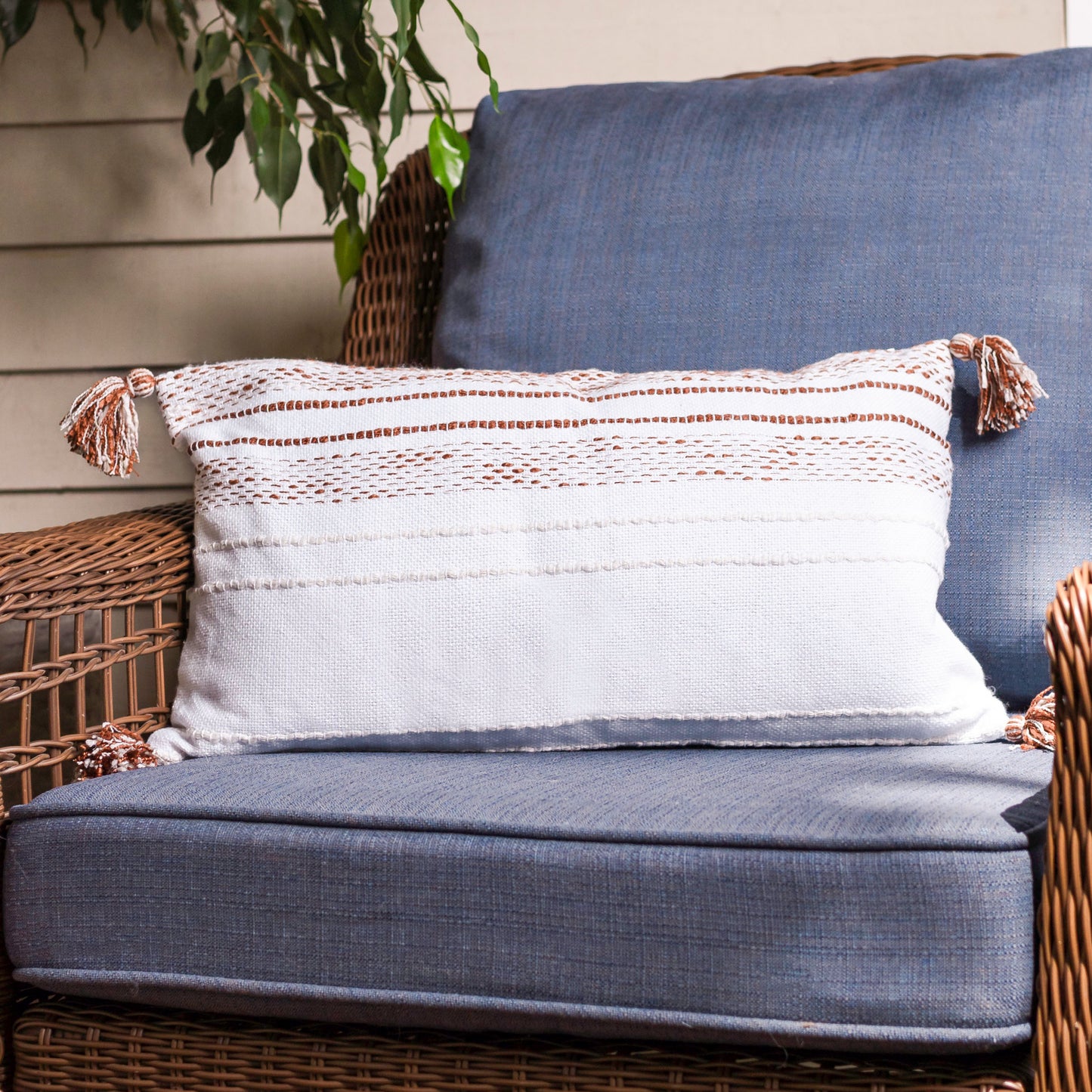 Tylanne 12X22" Handwoven Striped Indoor/Outdoor Throw Pillow