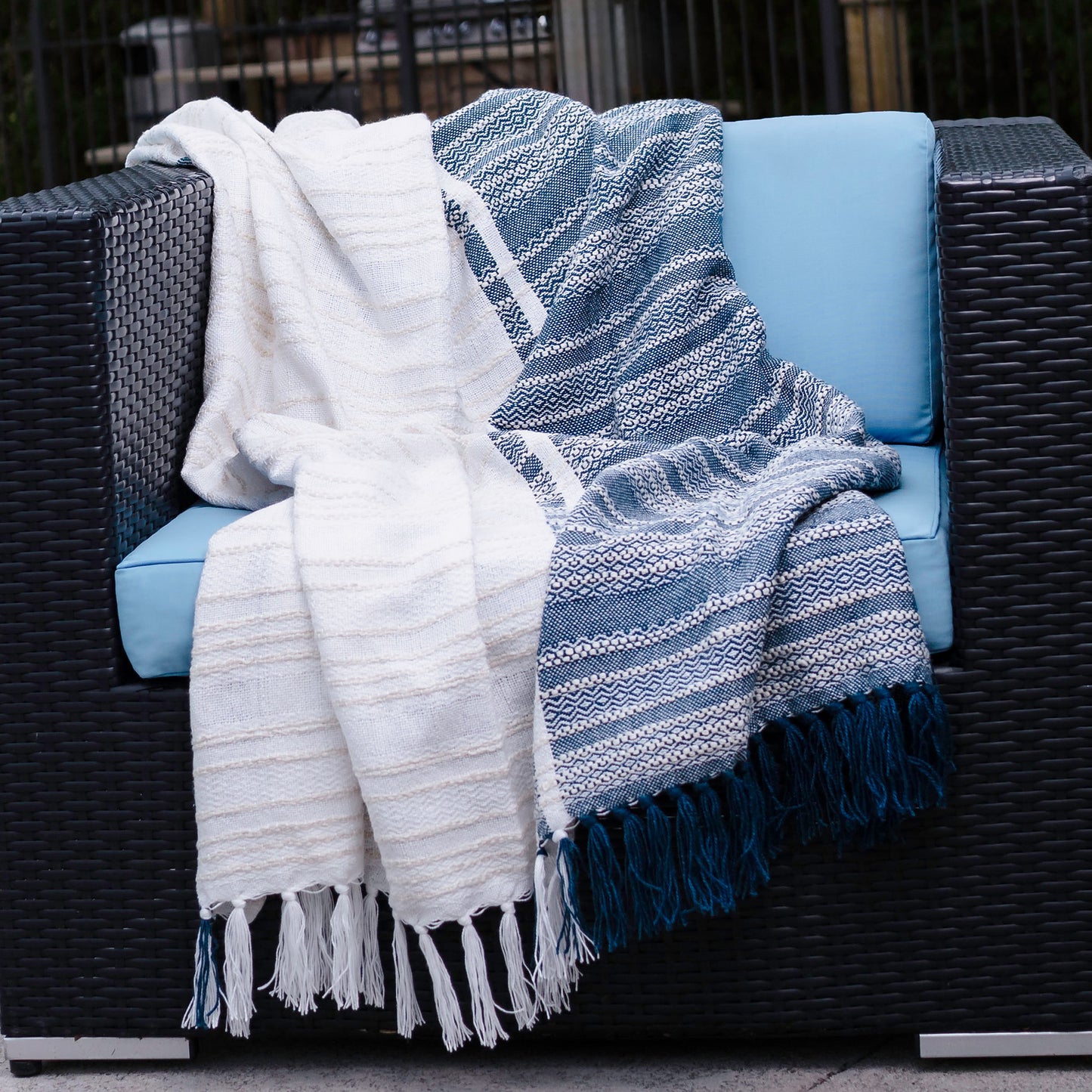 Genevieve 50x70" Indoor/Outdoor Recycled Woven Throw Blanket